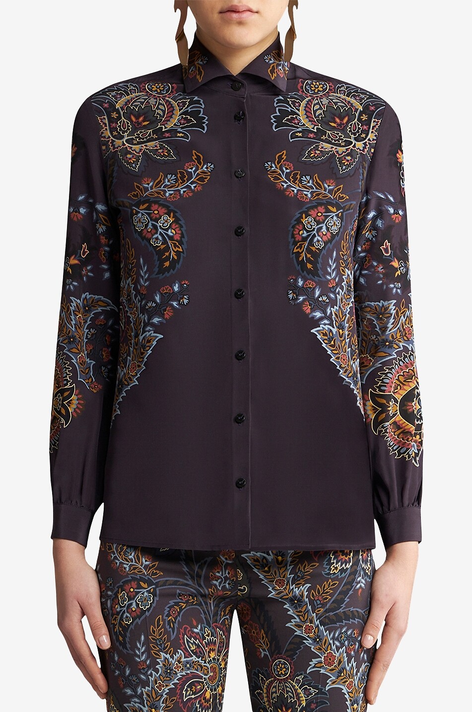 Chemise en soie à imprimé Paisley Floral Placé