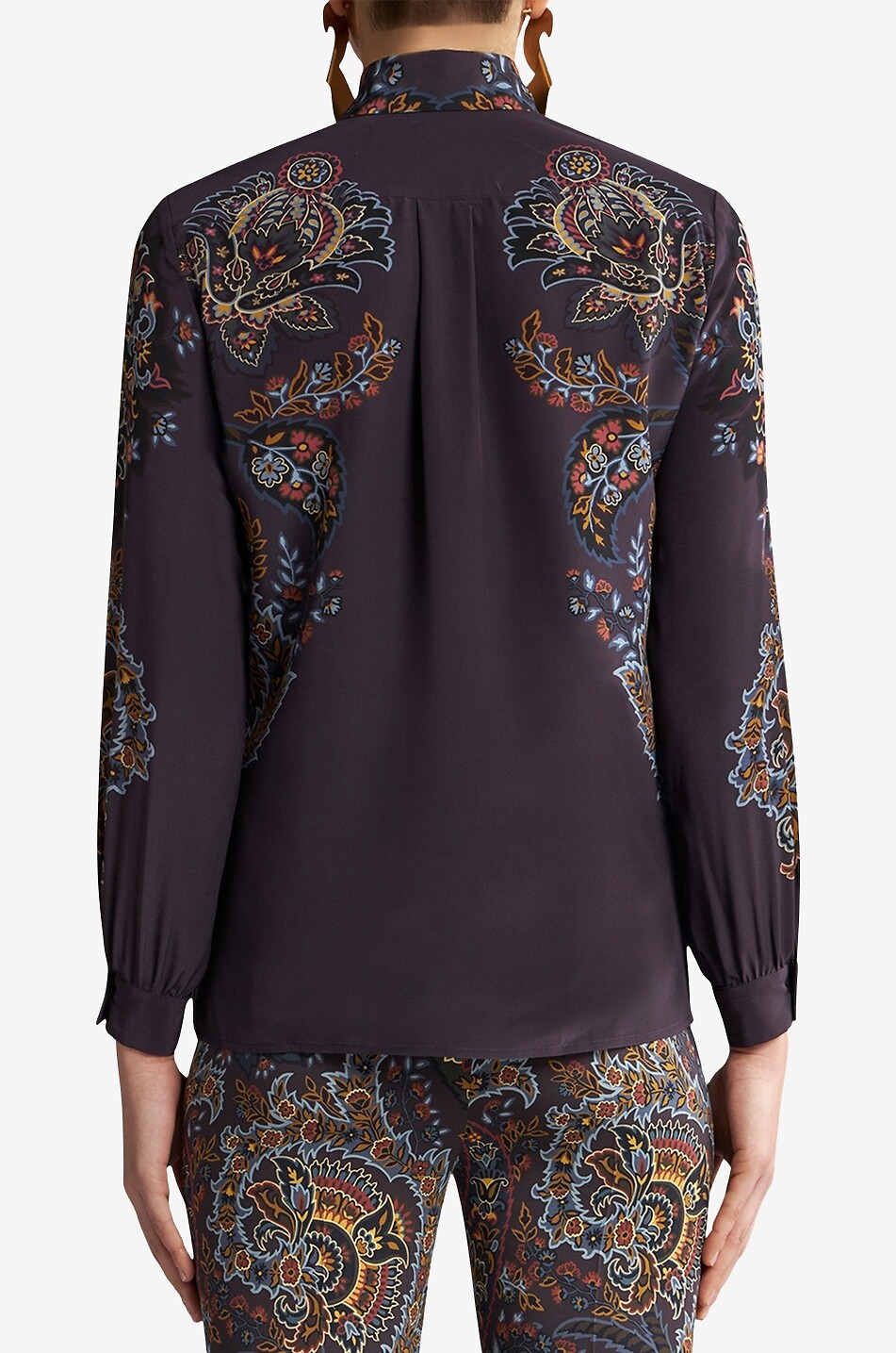 Chemise en soie à imprimé Paisley Floral Placé