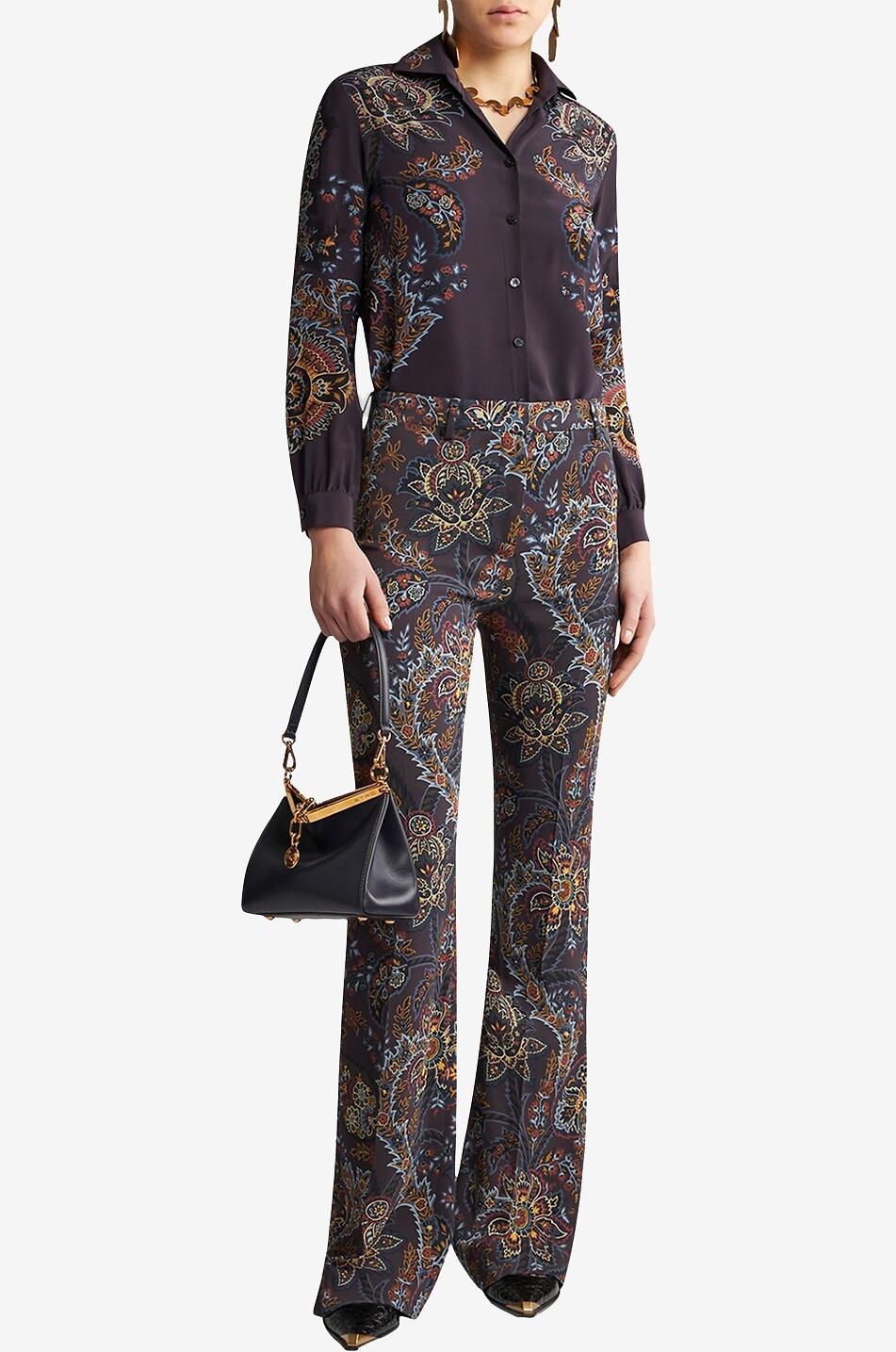 Chemise en soie à imprimé Paisley Floral Placé