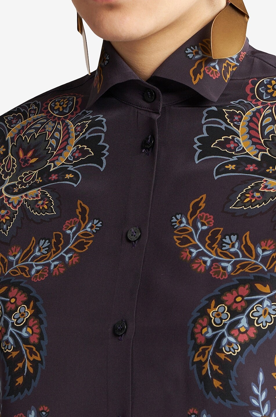 Chemise en soie à imprimé Paisley Floral Placé