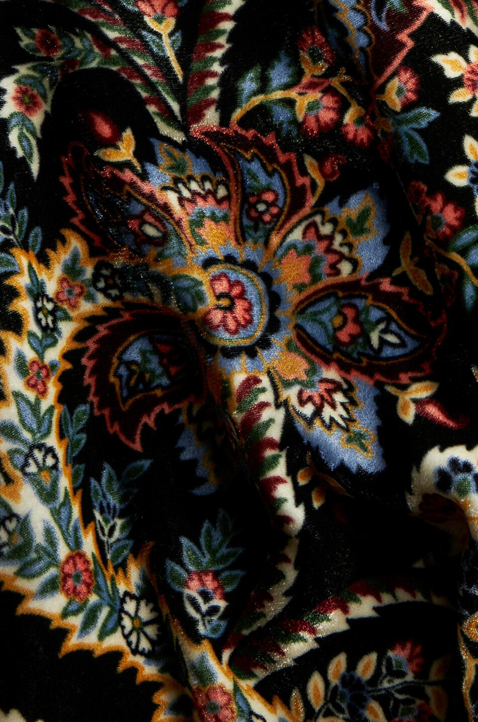 Kurzer A-förmiger Samtrock mit Paisley-Blütenprint