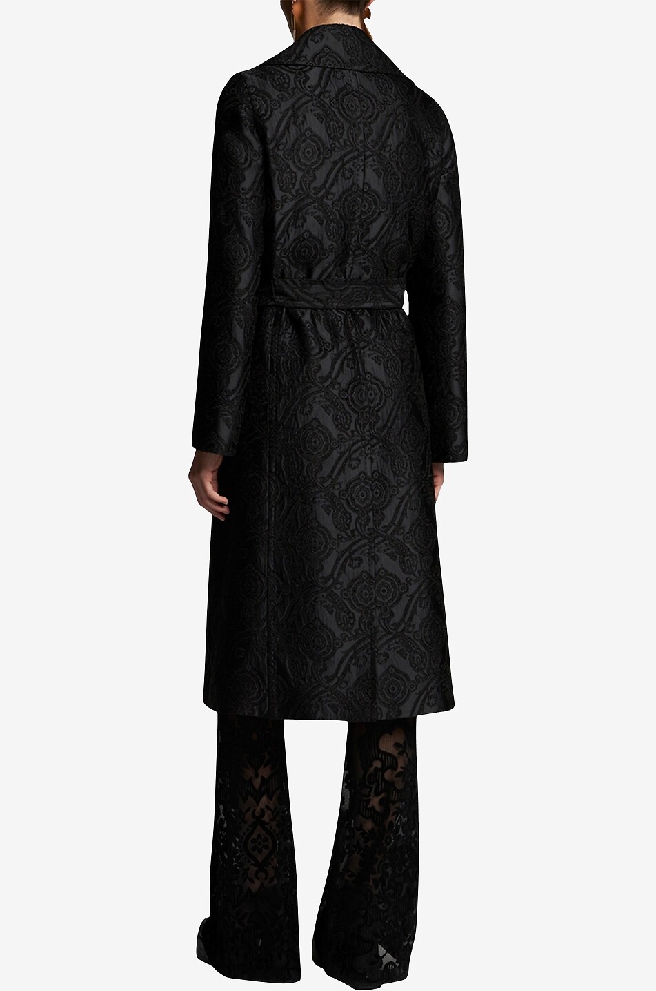 ETRO Dreiviertelmantel aus satiniertem Paisley-Jacquard Damen SCHWARZ 4