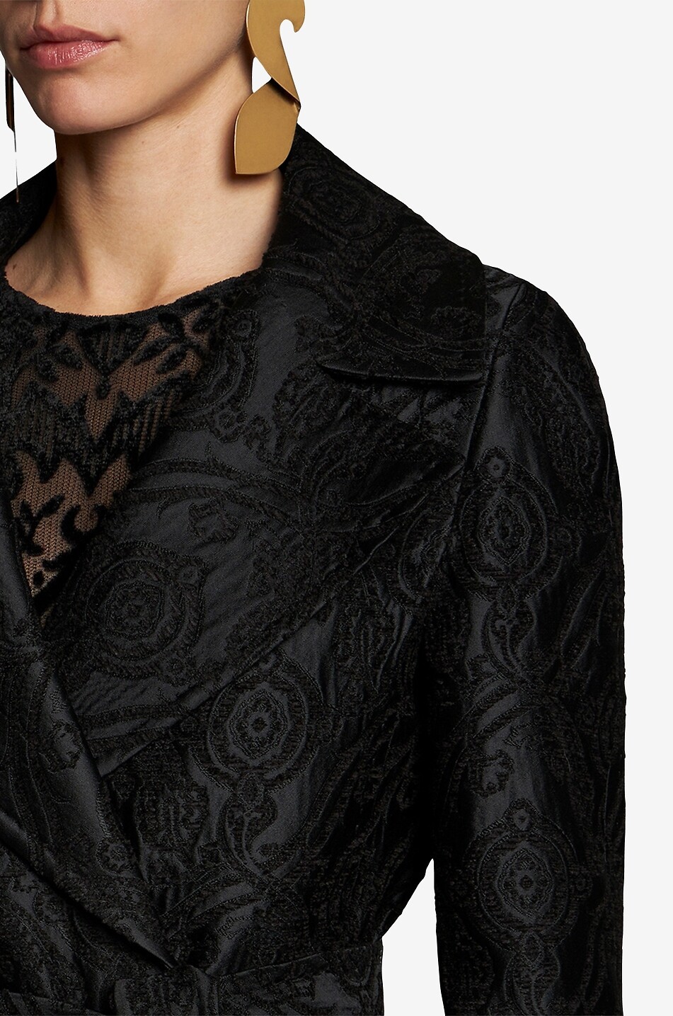 ETRO Dreiviertelmantel aus satiniertem Paisley-Jacquard Damen SCHWARZ 5