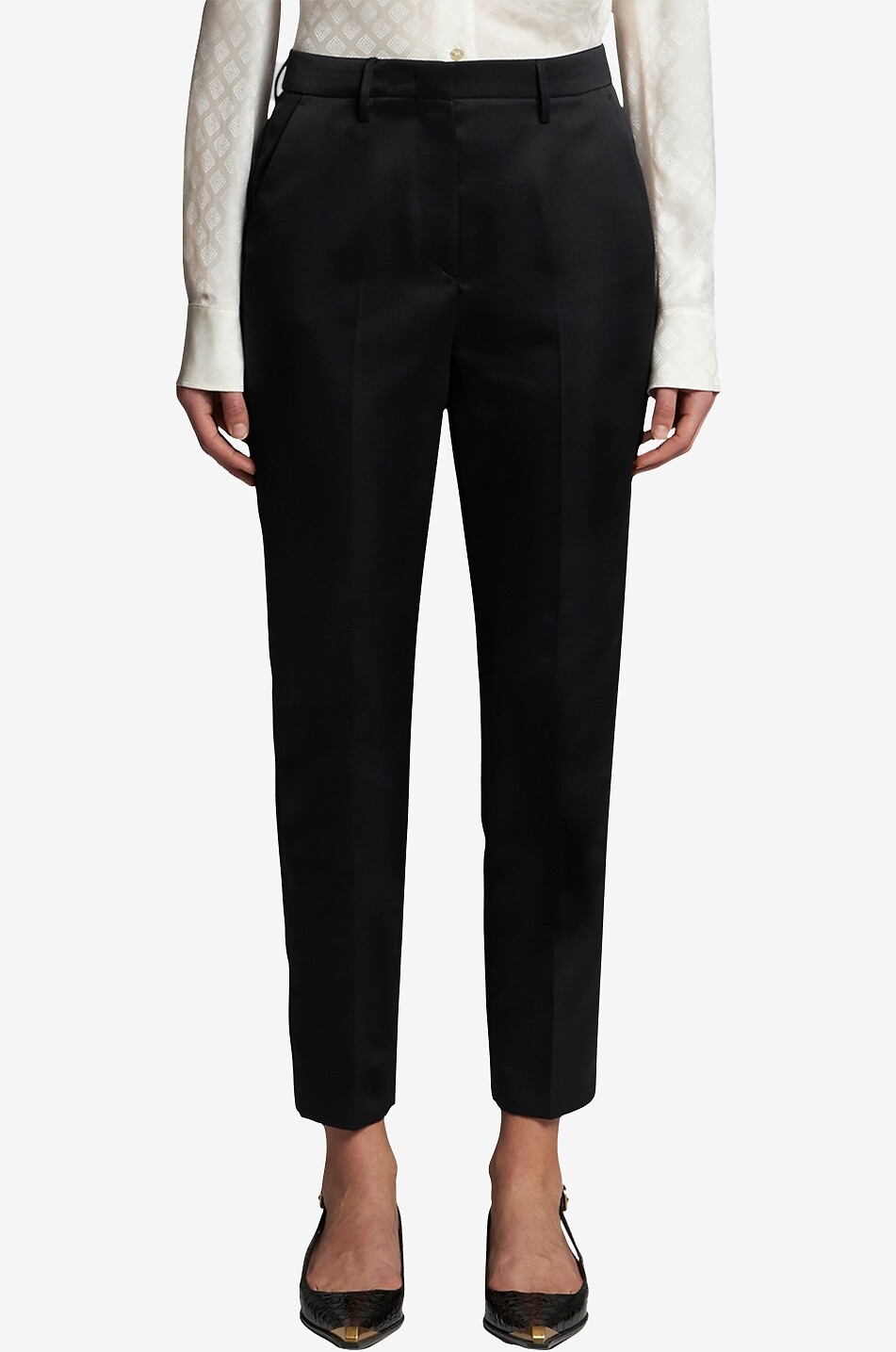 Pantalon cigarette en satin