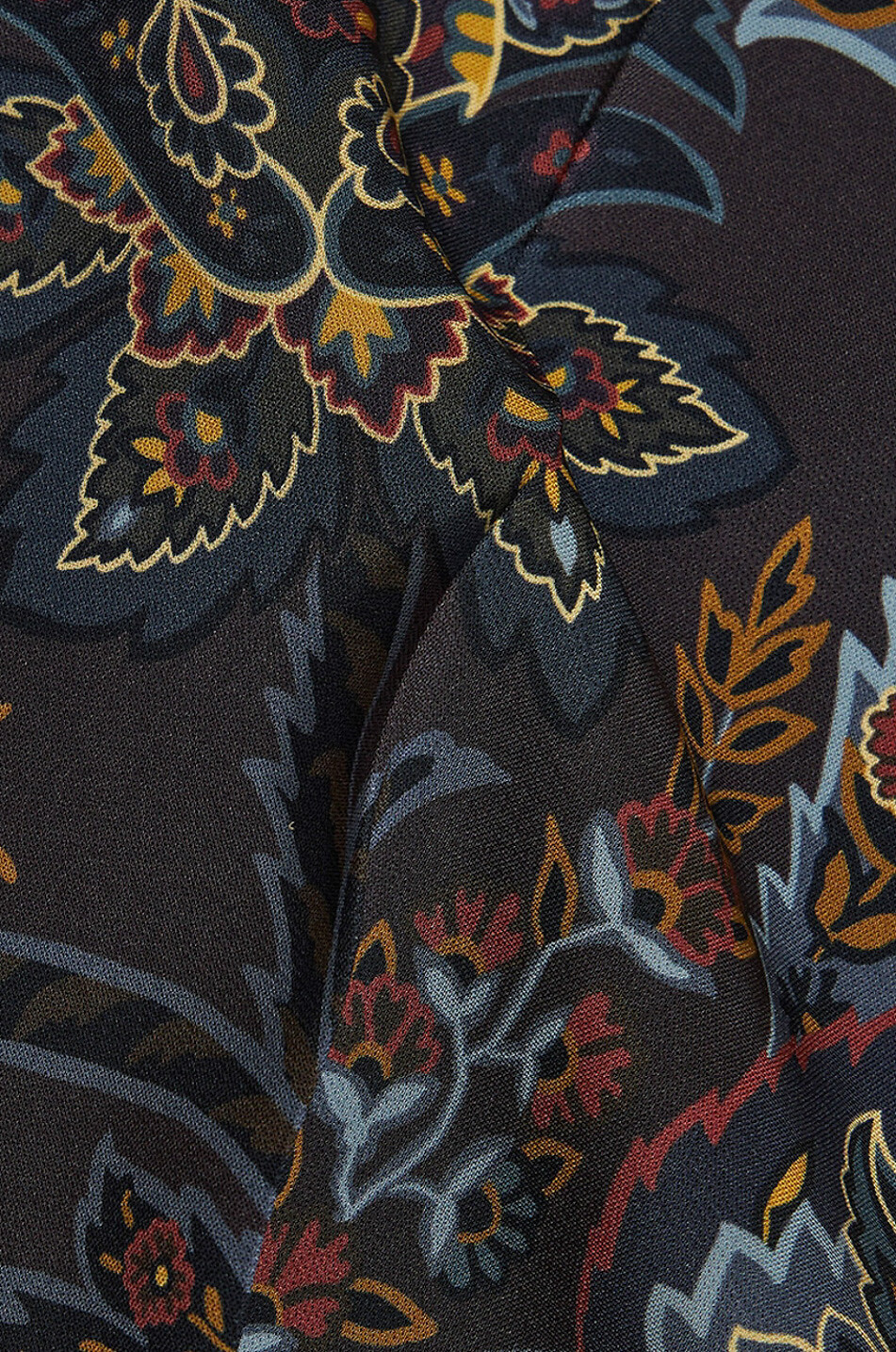 Floral Paisley print adorned flared viscose stretch trousers