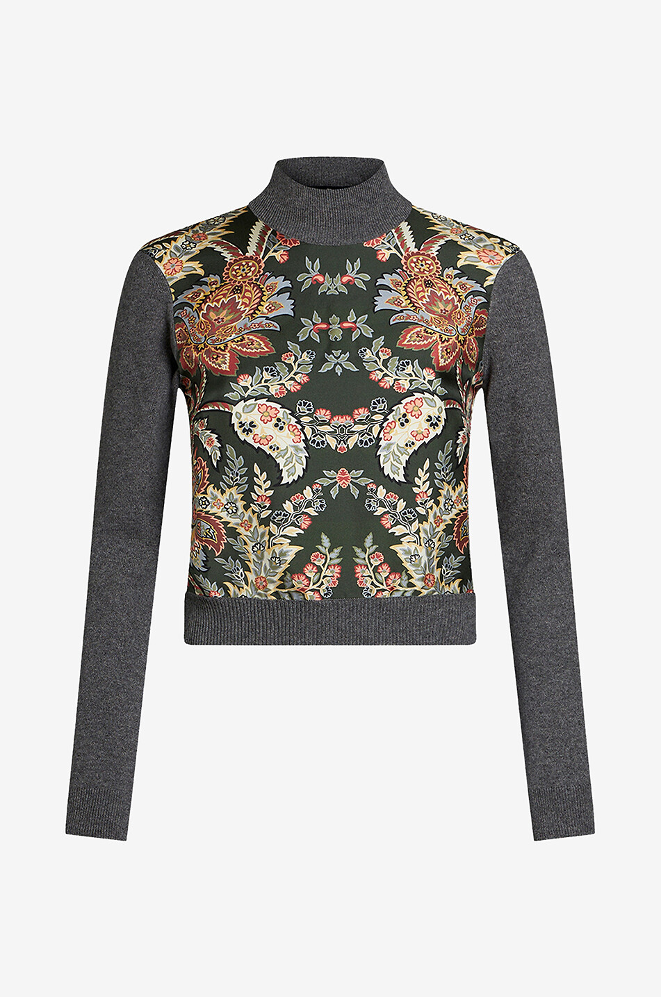 Materialmix-Pullover mit Trichterkragen Paisley Florals