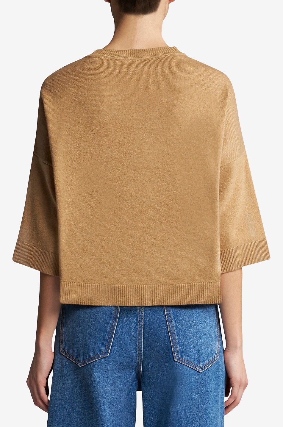 Pull fin boxy à empiècement en sergé de soie Floral Paisley