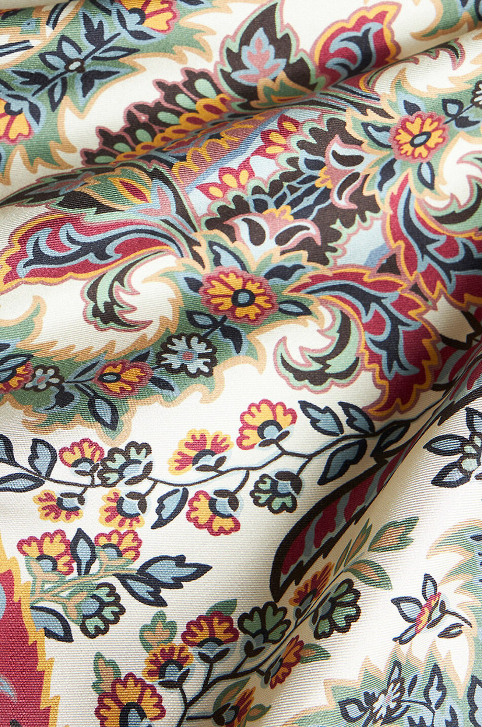 Floral Paisley silk twill pannel fine-gauge jumper