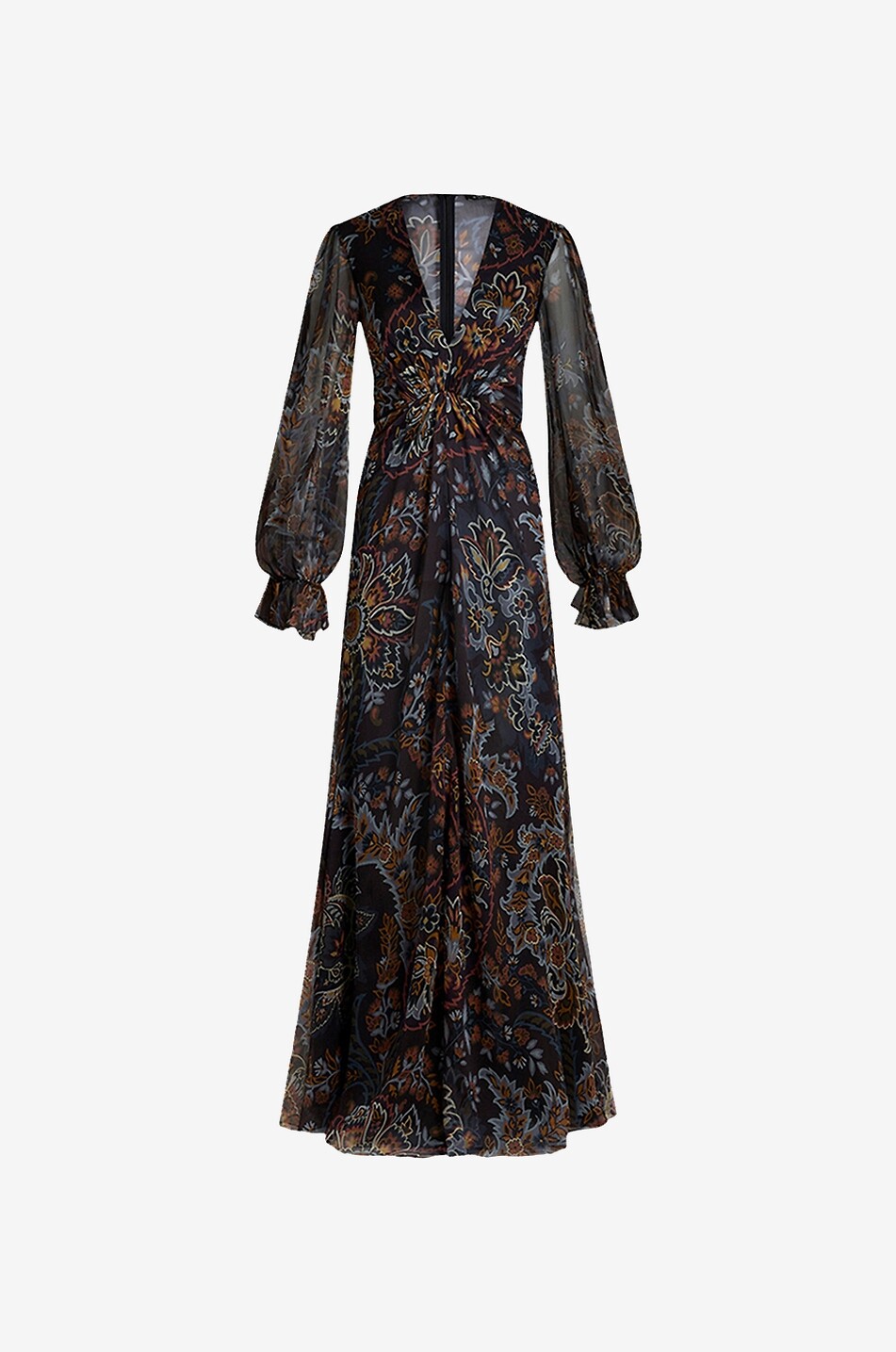 Langes Seidengeorgettekleid Paisley Florals