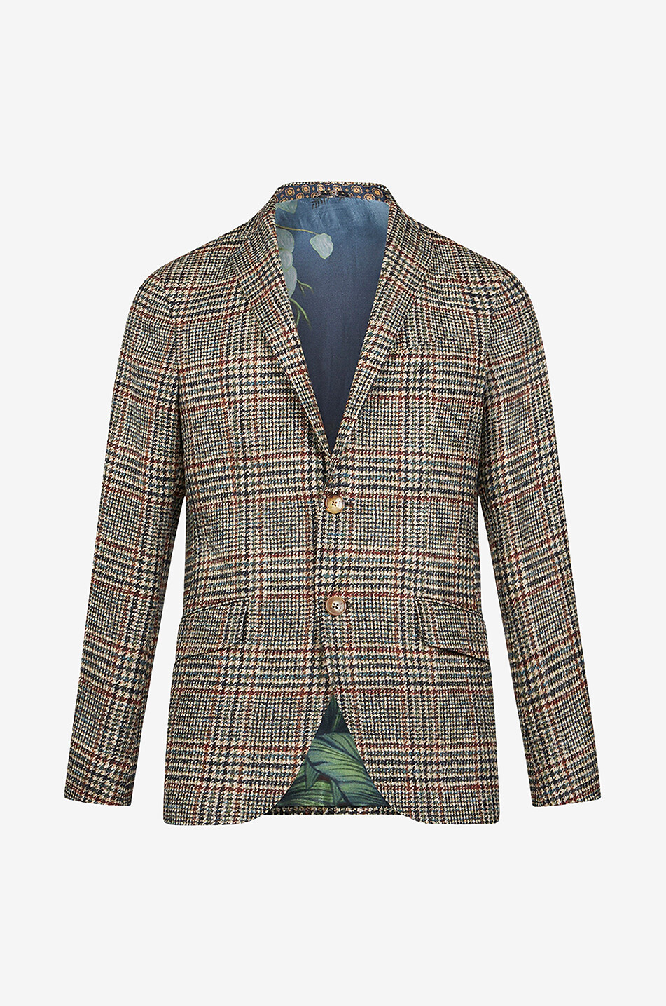 Einreihiger karierter Blazer aus Wolle und Alpaka
