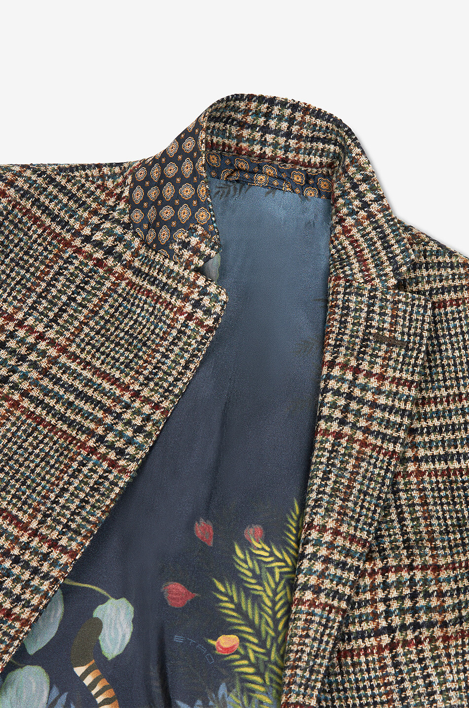 Blazer à boutonnage simple et carreaux en laine et alpaga