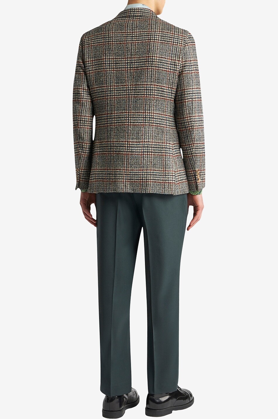 Blazer à boutonnage simple et carreaux en laine et alpaga