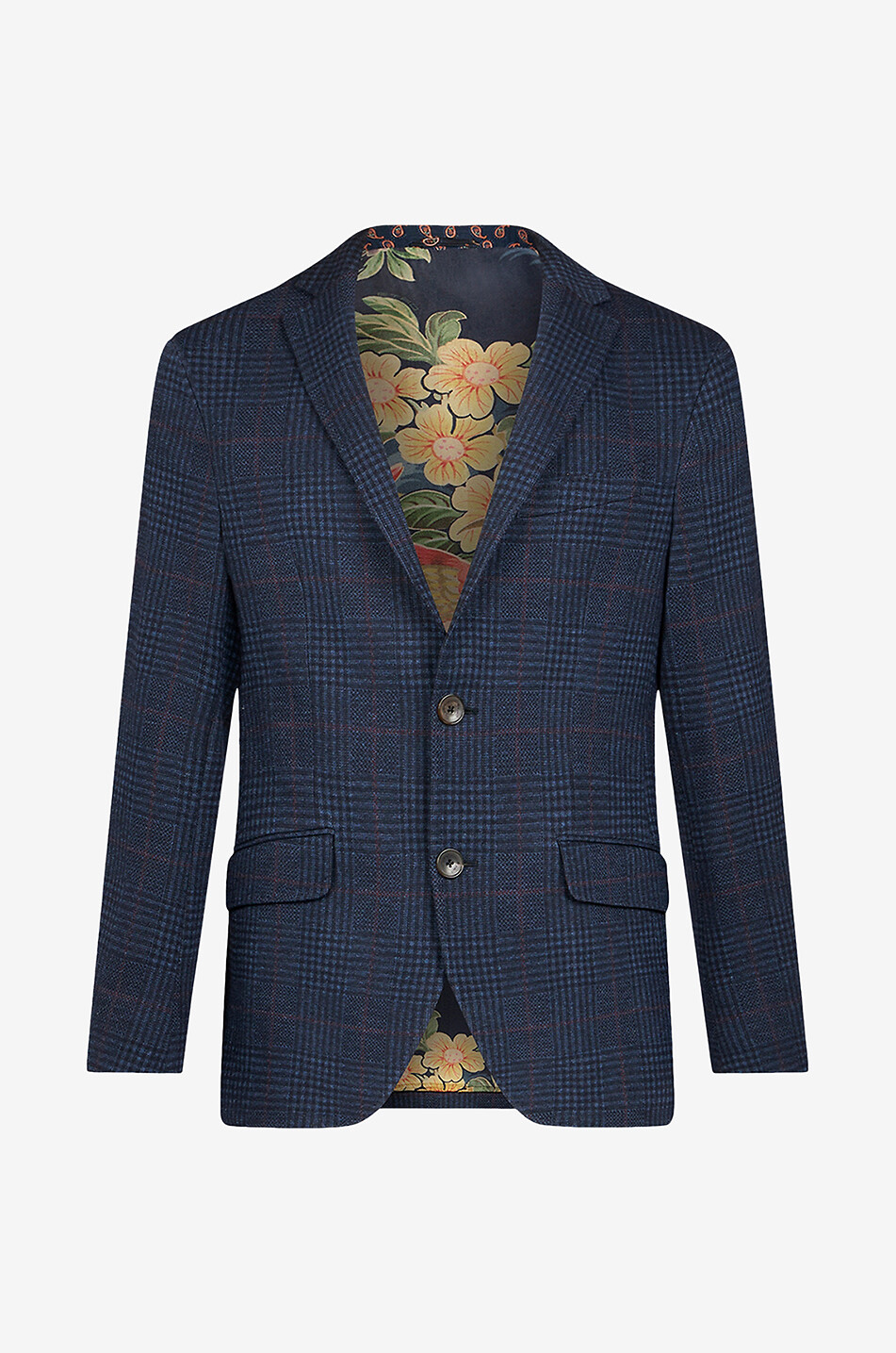 Blazer à carreaux prince-de-galles en coton et laine