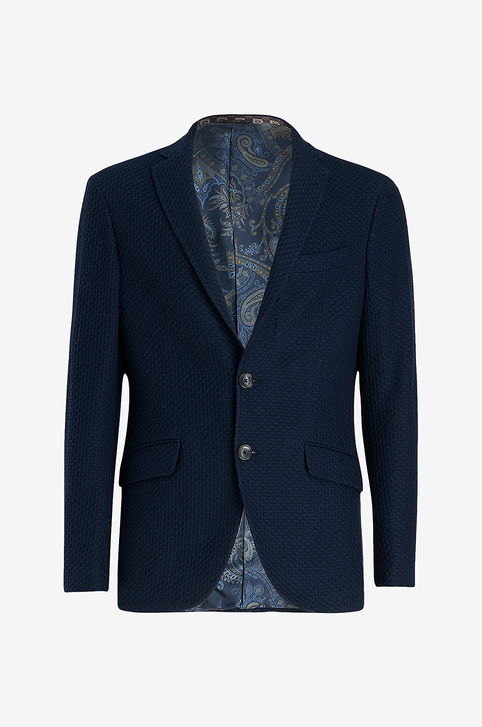 Textured cotton knit fitted blazer