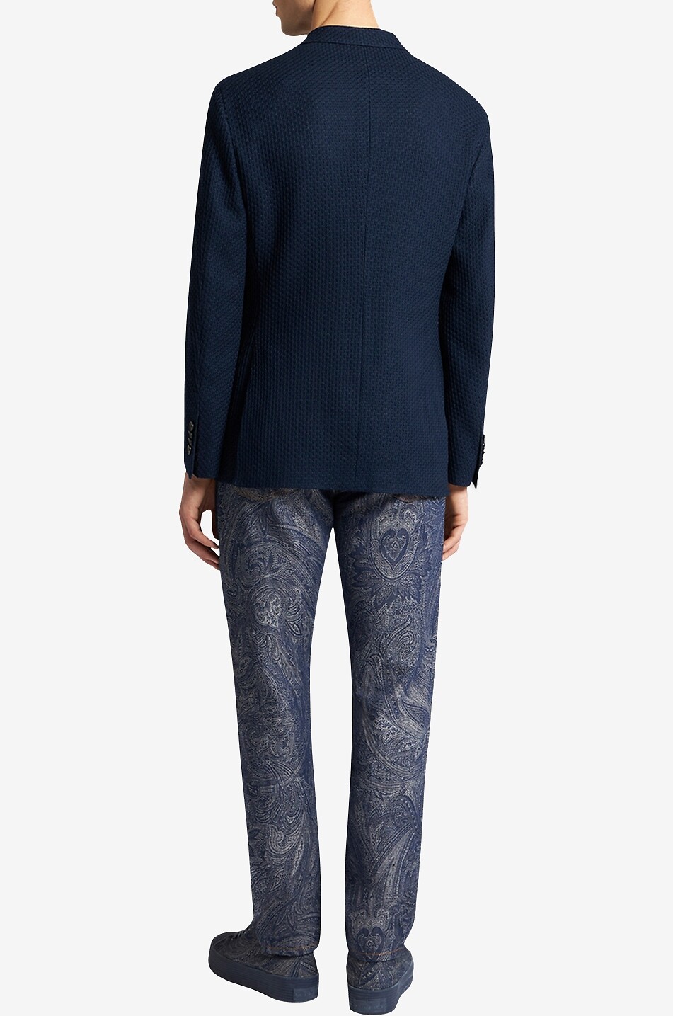 ETRO Textured cotton knit fitted blazer Men DARK BLUE 3
