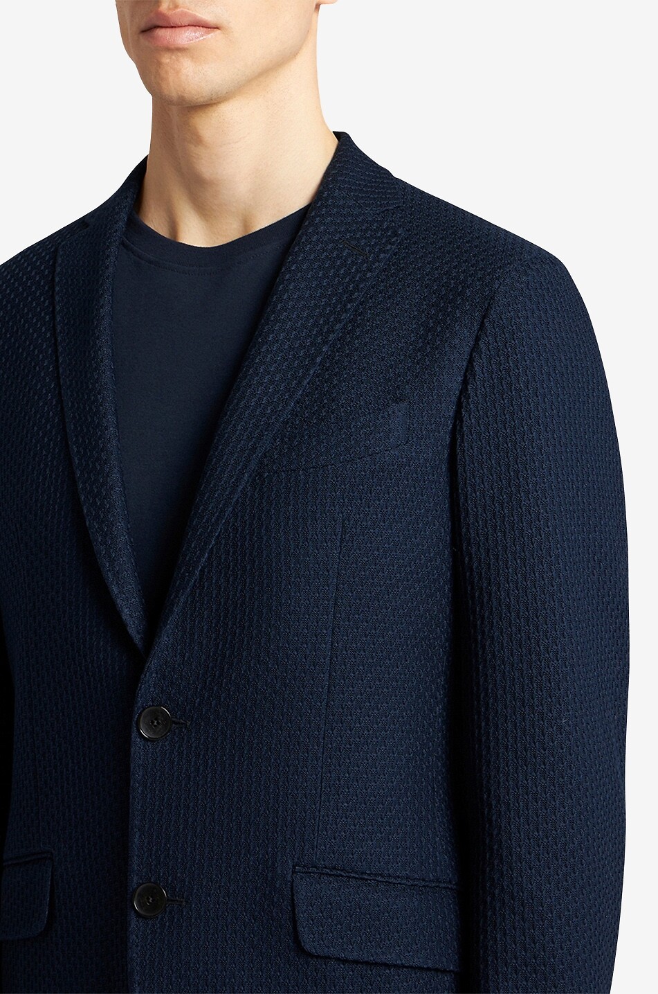 ETRO Textured cotton knit fitted blazer Men DARK BLUE 4