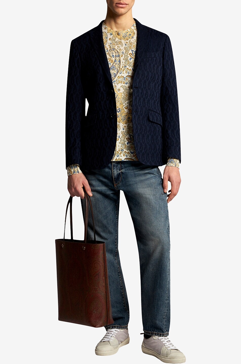 ETRO Blazer en maille jacquard de coton Paisley Homme BLEU FONCE 3