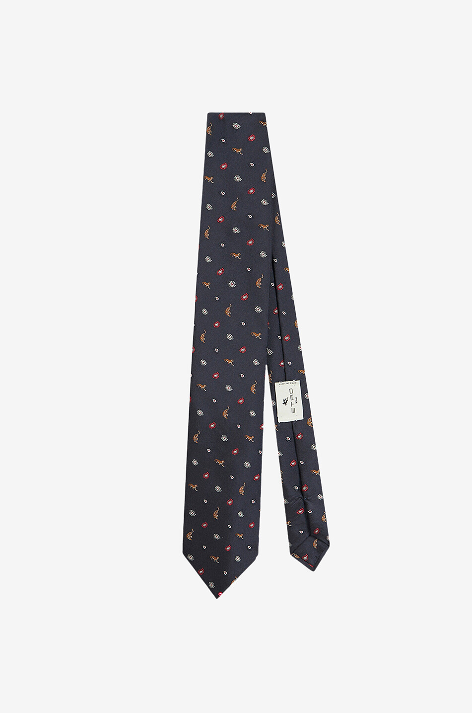 ETRO Tigers and Paisley silk tie Men DARK BLUE 1