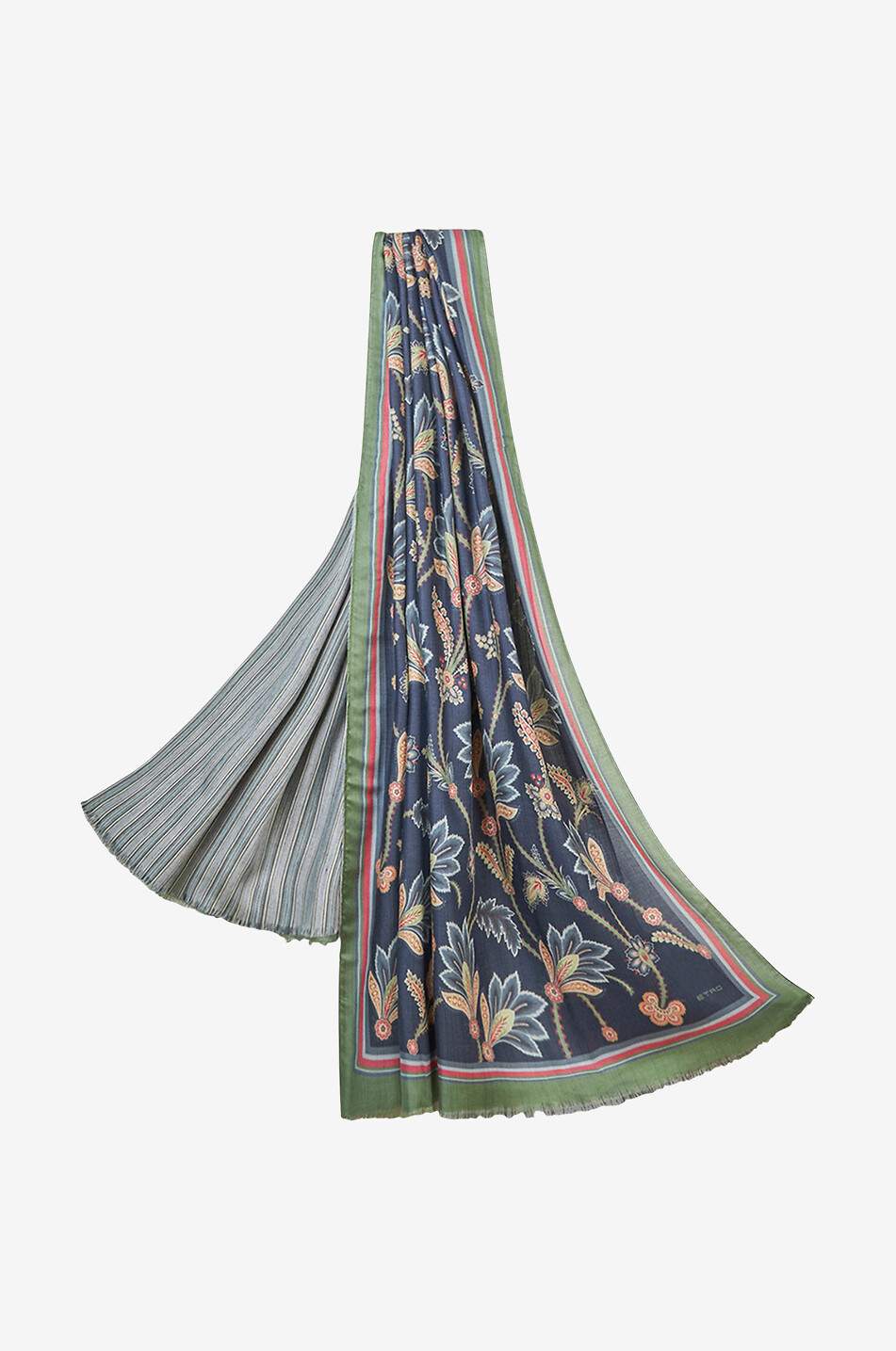 Écharpe réversible à rayures et motif floral
