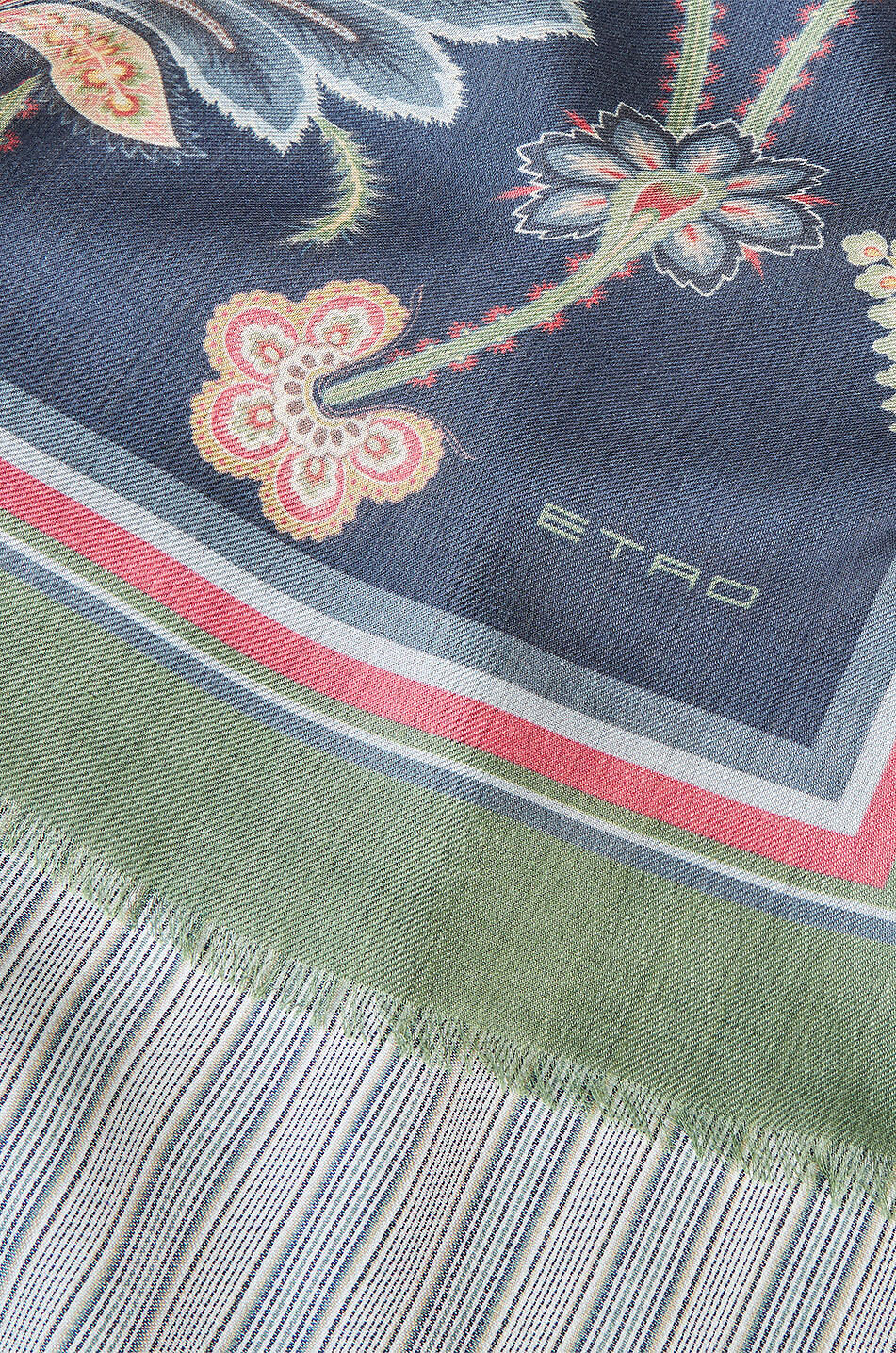Stripe and floral adorned reversible scarf
