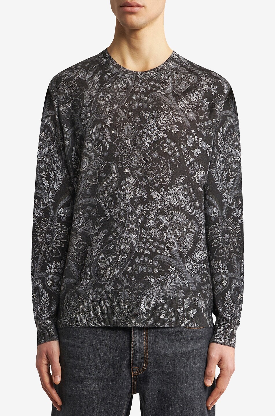 Pullover aus Seide und Kaschmir mit Blütenprint