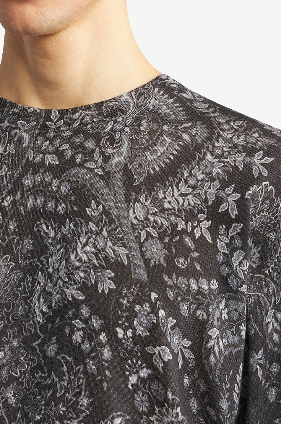 ETRO Pull en soie et cachemire imprimé fleurs Homme GRIS MOYEN 5
