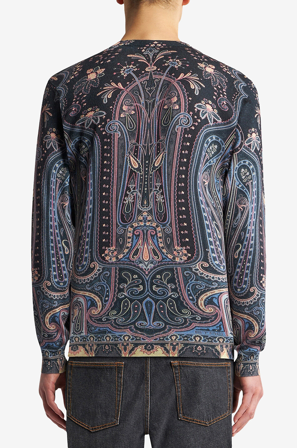 ETRO Pull en soie et cachemire motif tapis Homme BLEU FONCE 3