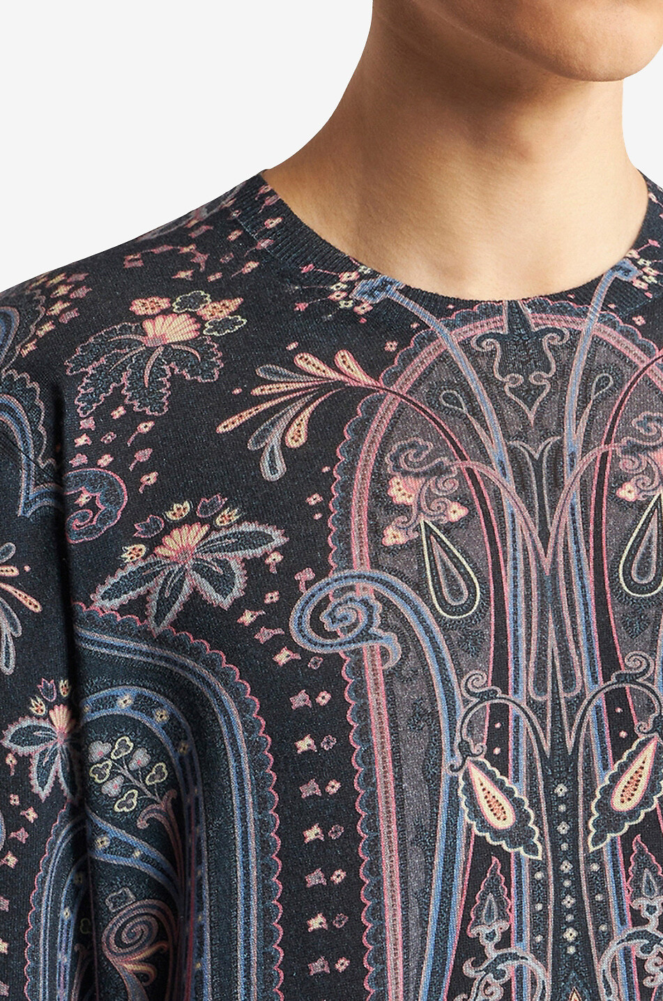 ETRO Pull en soie et cachemire motif tapis Homme BLEU FONCE 4