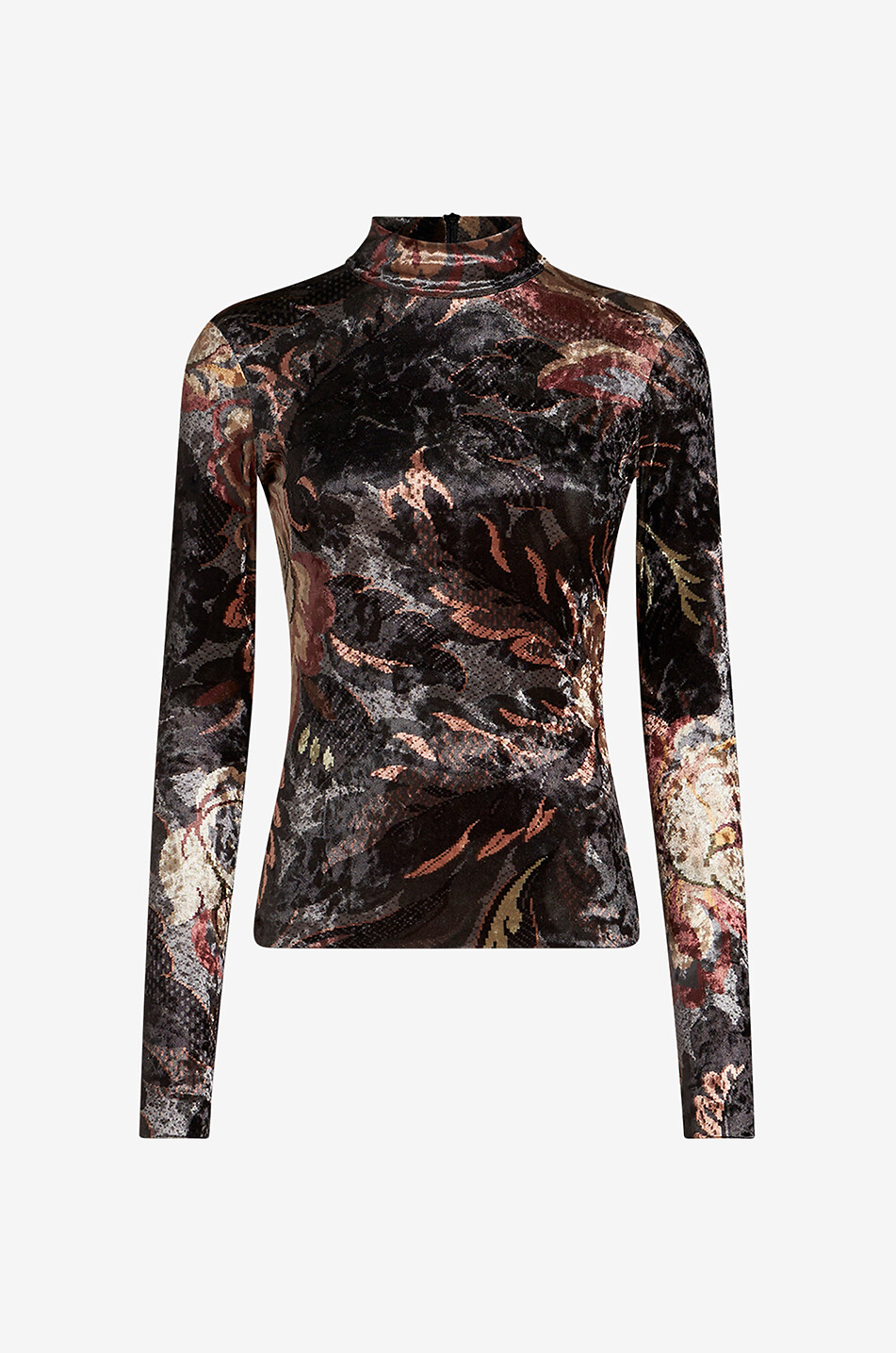 ETRO Top ajusté à col montant en chenille motif fleurs Femme MULTICOLORE 1