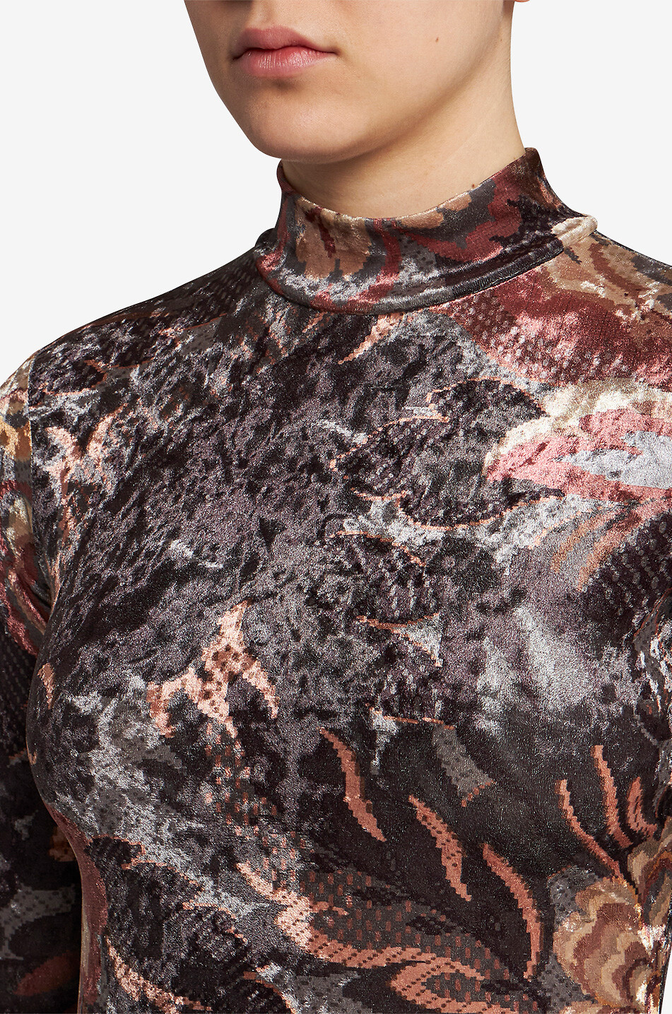 ETRO Top ajusté à col montant en chenille motif fleurs Femme MULTICOLORE 4