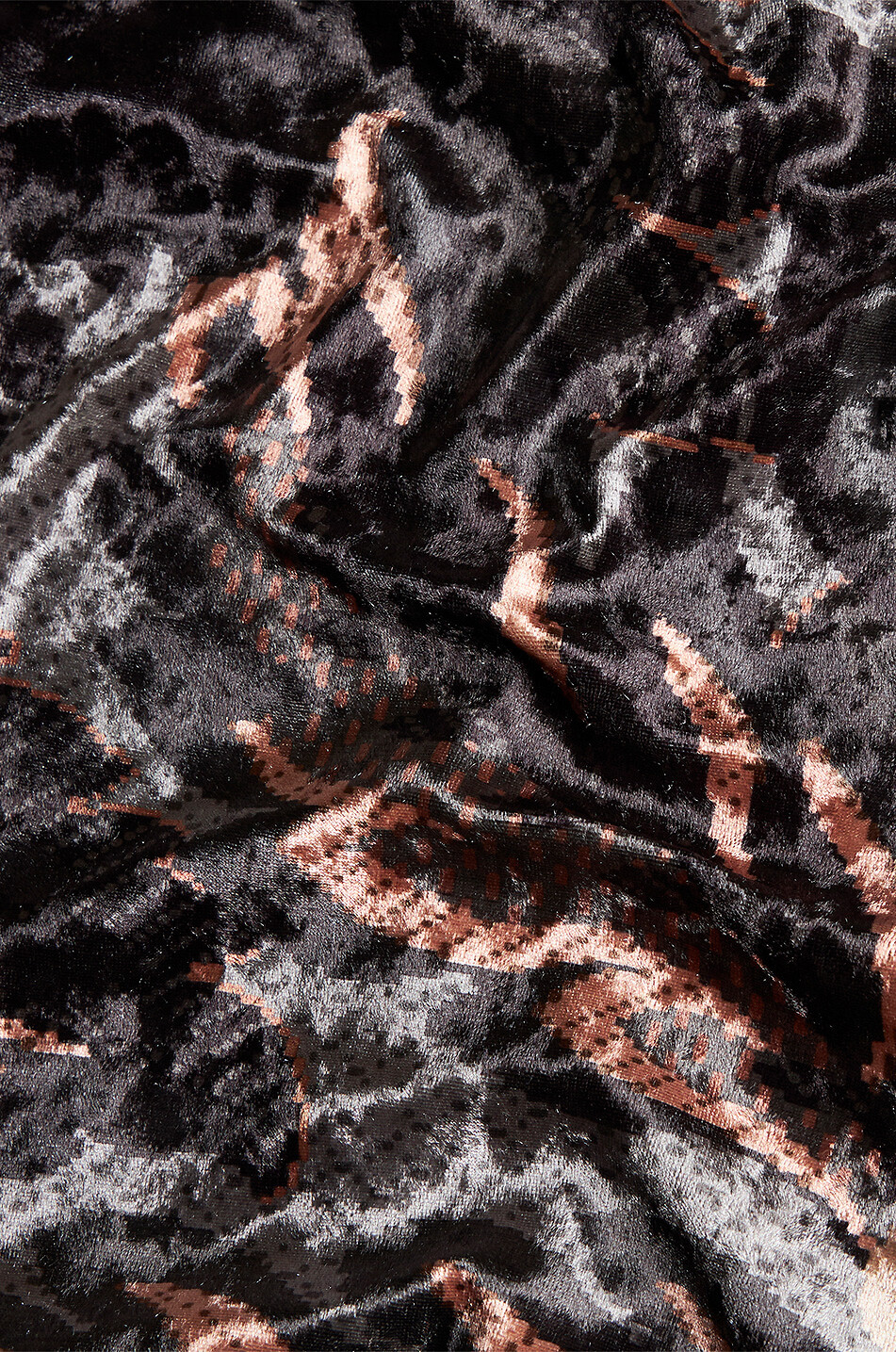 Top ajusté à col montant en chenille motif fleurs