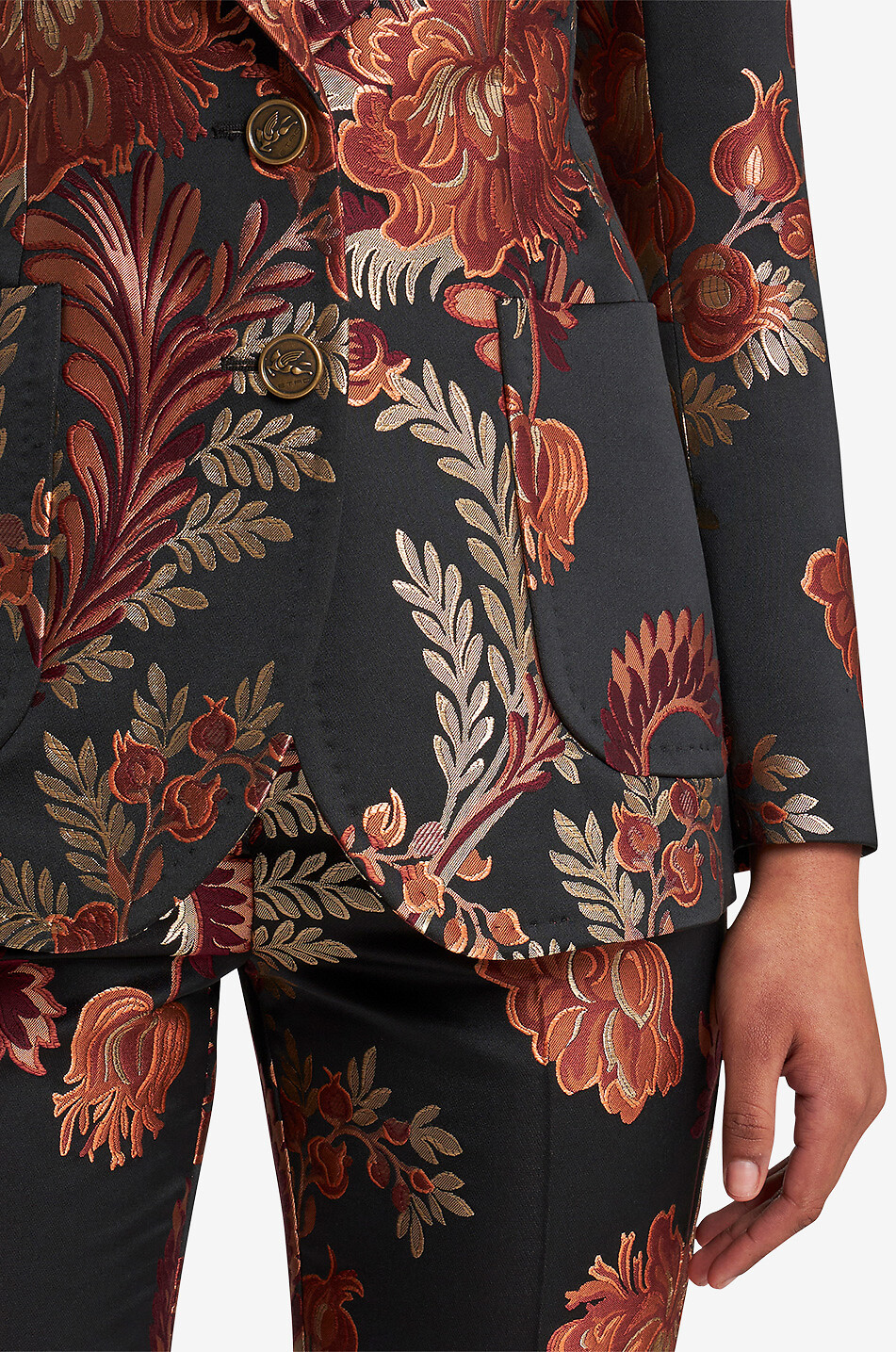 Blazer en jacquard à motifs fruits et fleurs