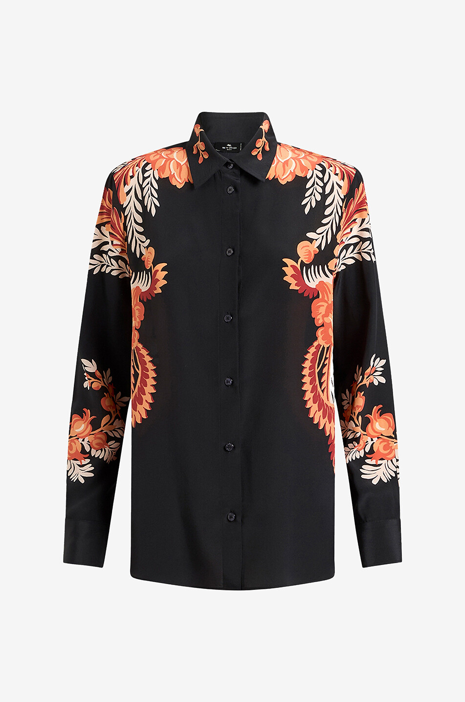 Chemise en crêpe de soie imprimée fleurs