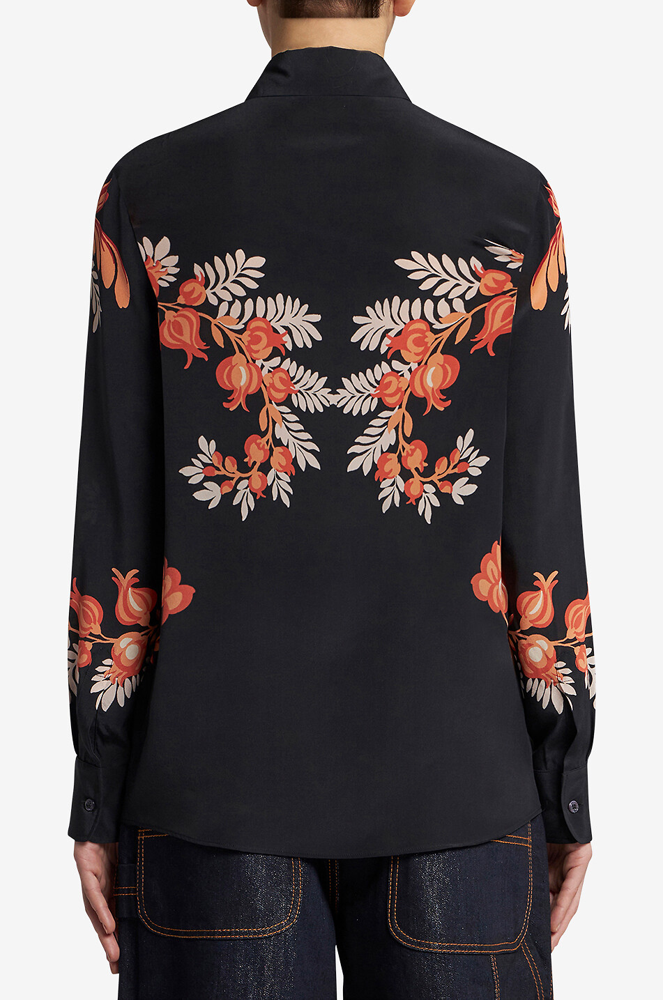 Chemise en crêpe de soie imprimée fleurs