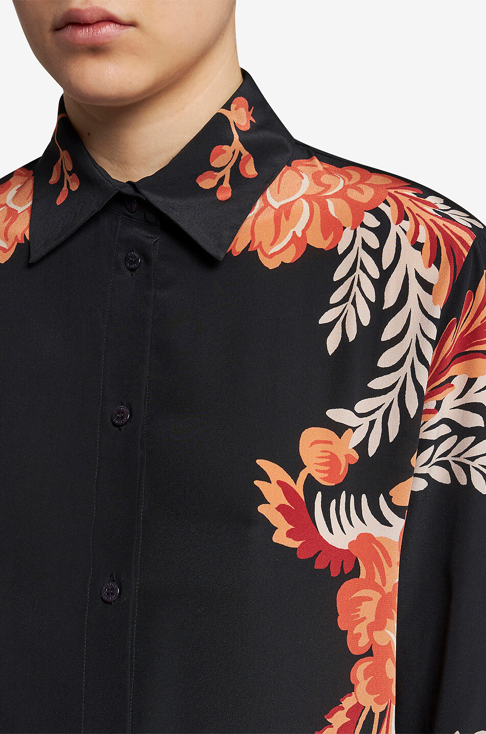 Chemise en crêpe de soie imprimée fleurs