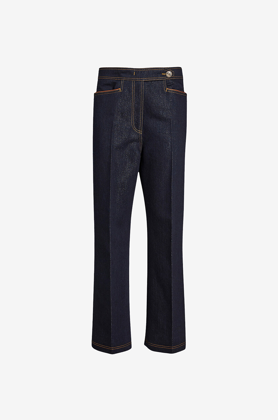 Cropped glittering straight-leg jeans with piping