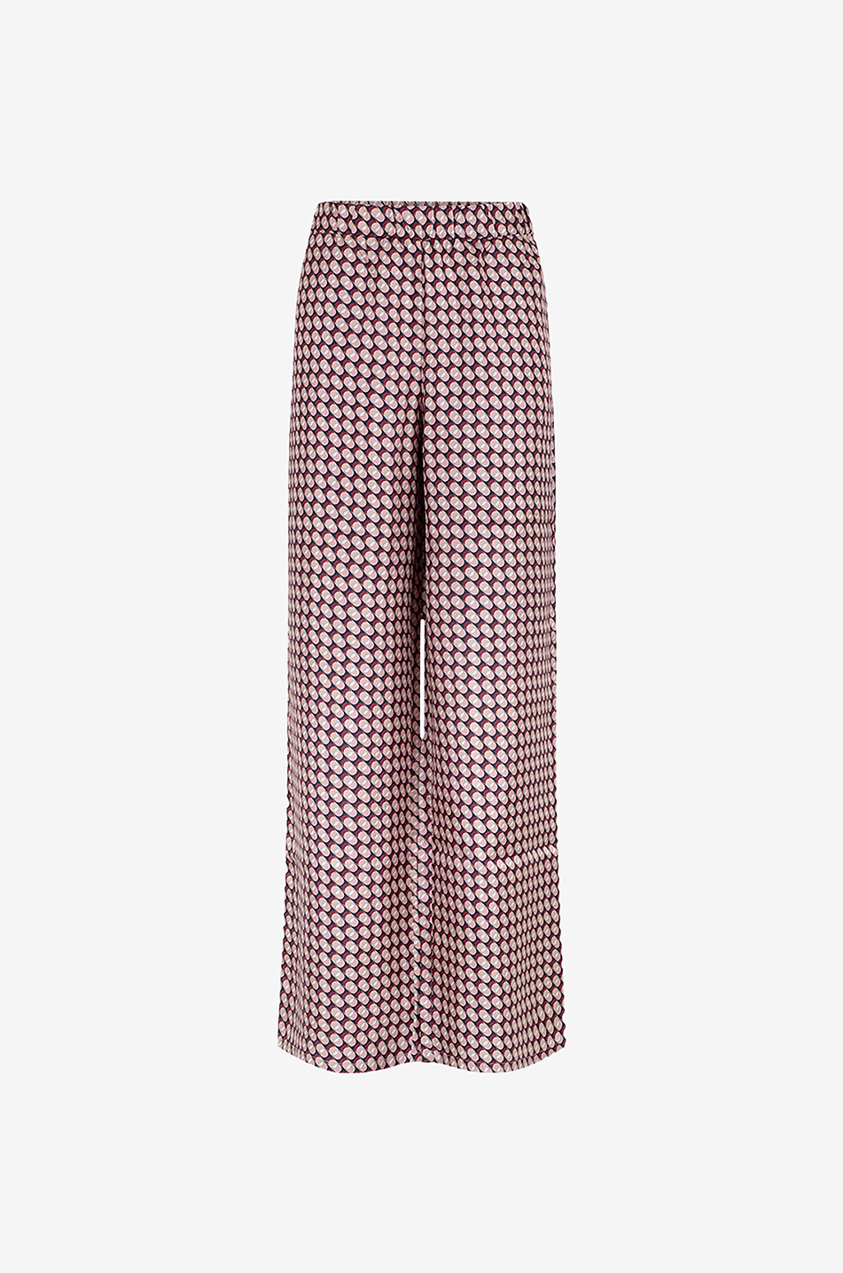 Pantalon large en soie à pois Ecru