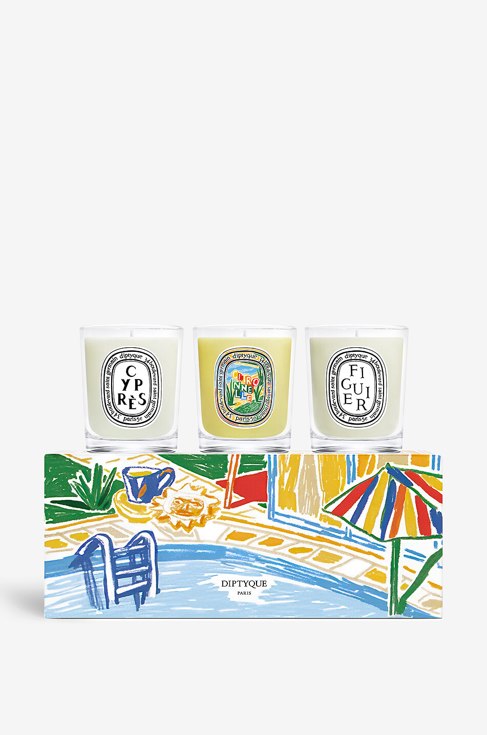 DIPTYQUE Coffret 3 bougies parfumées Cyprès - Figuier - Citron - Ltd. Summer - 3 x 70 g Maison Incolore 1