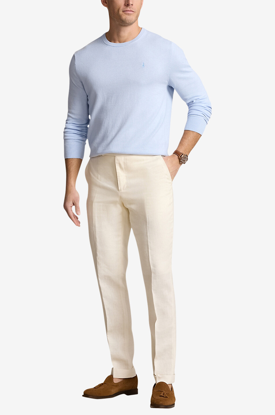 POLO RALPH LAUREN Pullover mit Rundhalsausschnitt aus Baumwolle und Kaschmir Pony Herren HELLBLAU 4