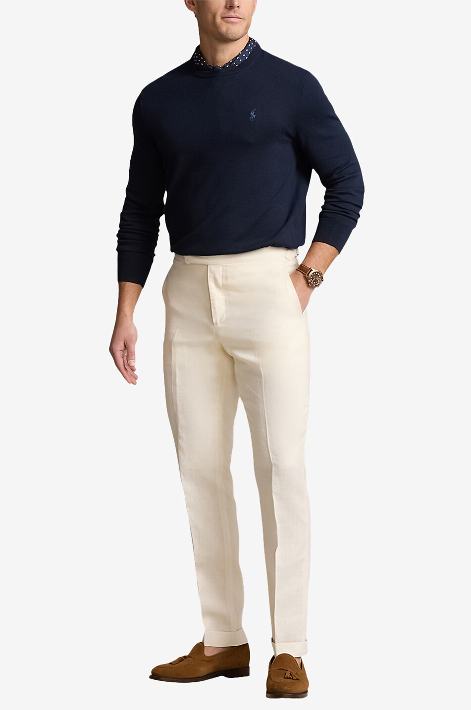 POLO RALPH LAUREN Pony cotton and cashmere crewneck jumper Men DARK BLUE 4