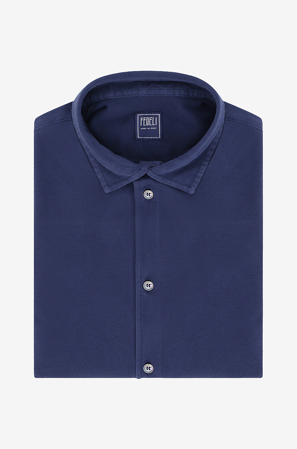 FEDELI Robert cotton piqué shirt Men MEDIUM BLUE 1