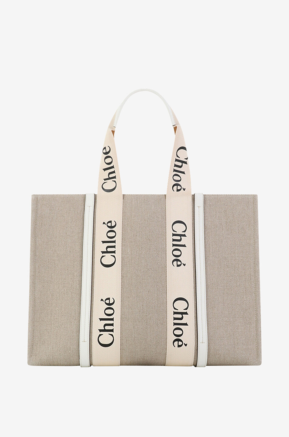 Sac cabas en lin et cuir de veau Woody Large