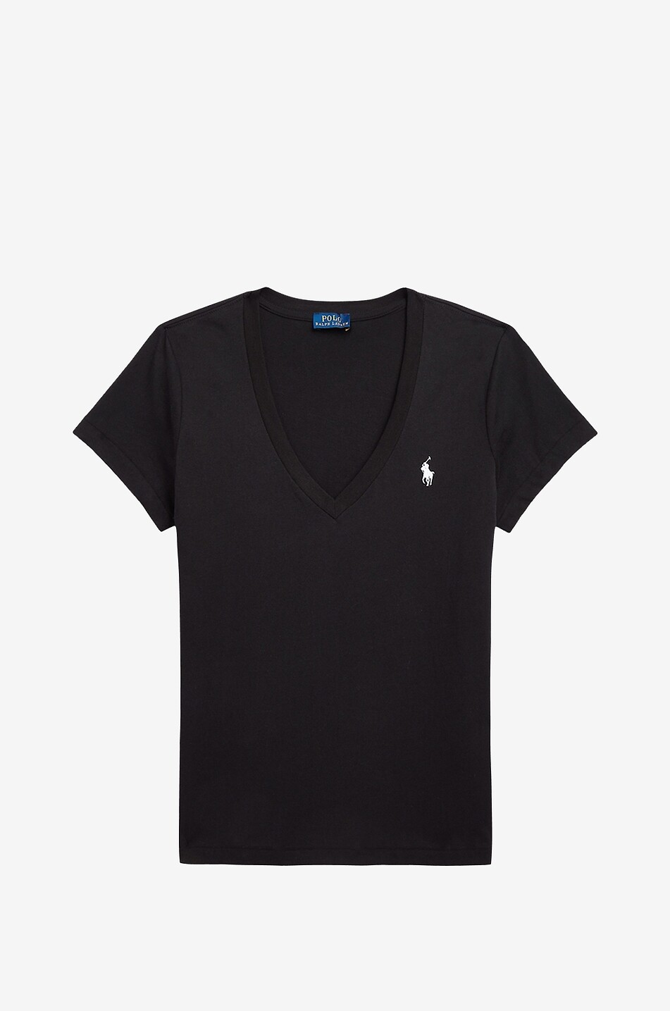POLO RALPH LAUREN Kurzarm-Jersey-T-Shirt mit V-Ausschnitt Pony Damen SCHWARZ 1