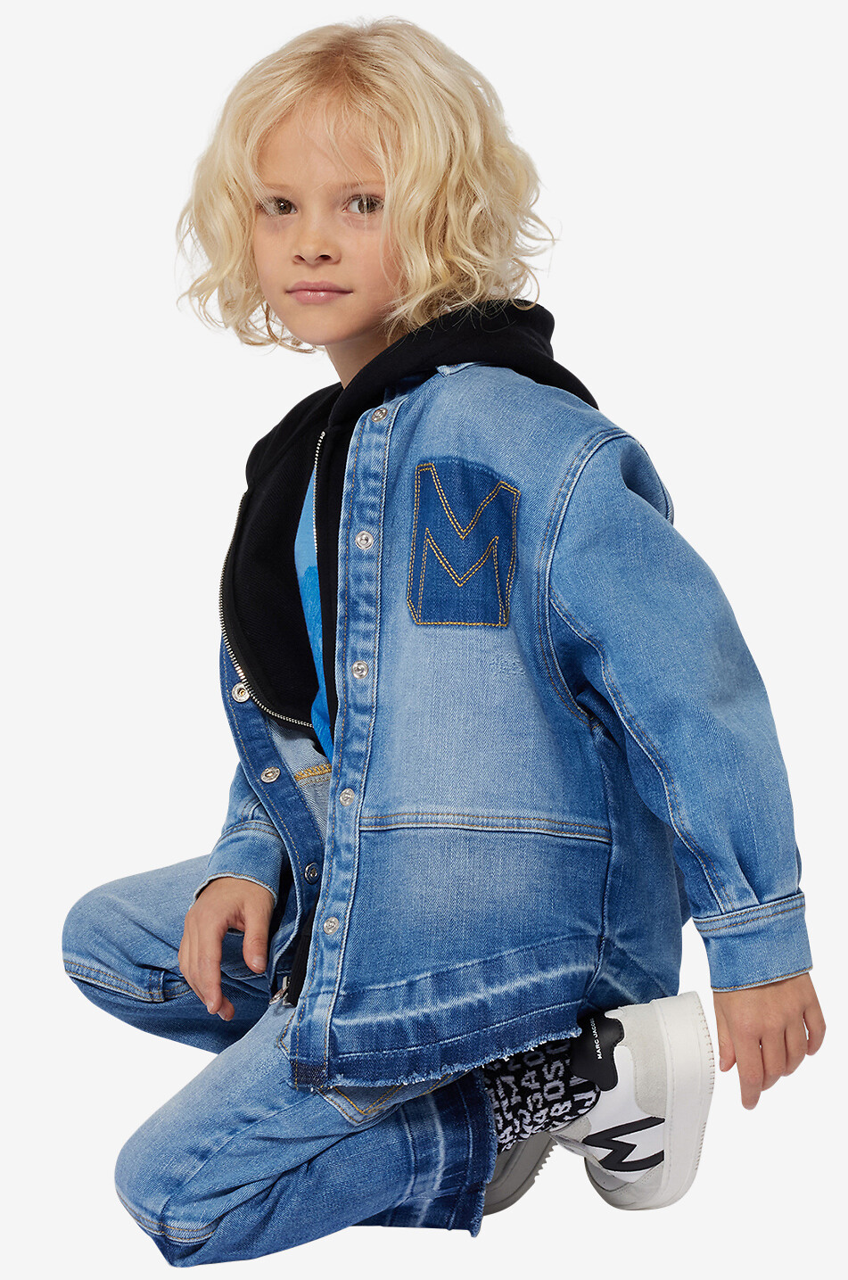 Jungen-Überhemd aus Denim im Patchwork-Optik MJ