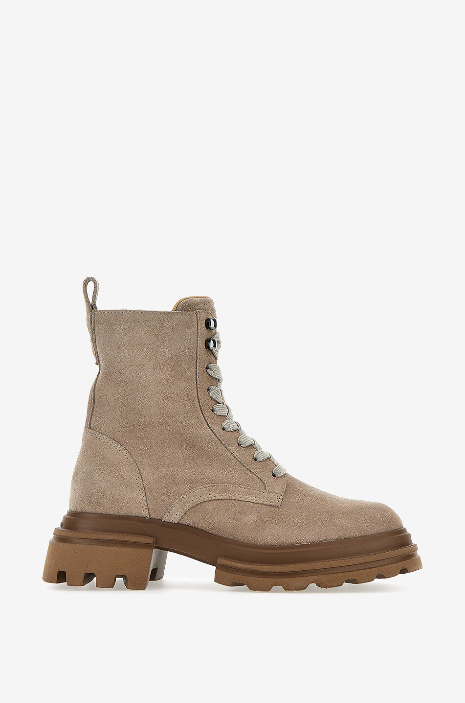 HOGAN Bottines à lacets en cuir à semelle crantée Femme BEIGE 1