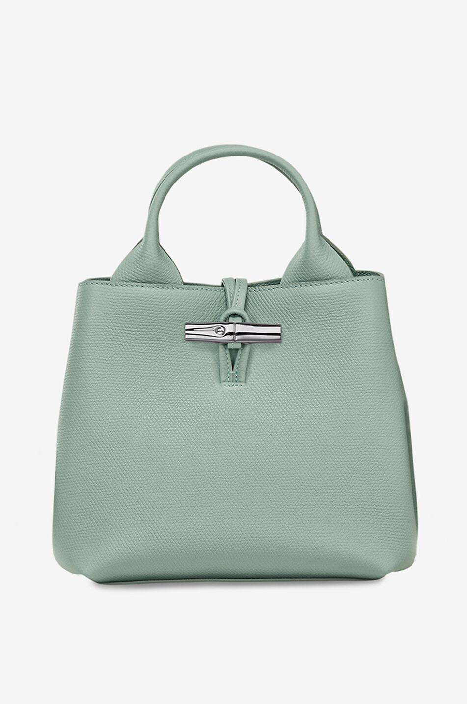 LONGCHAMP Sac à main en cuir grainé Bambou S Femme BLEU CLAIR 1