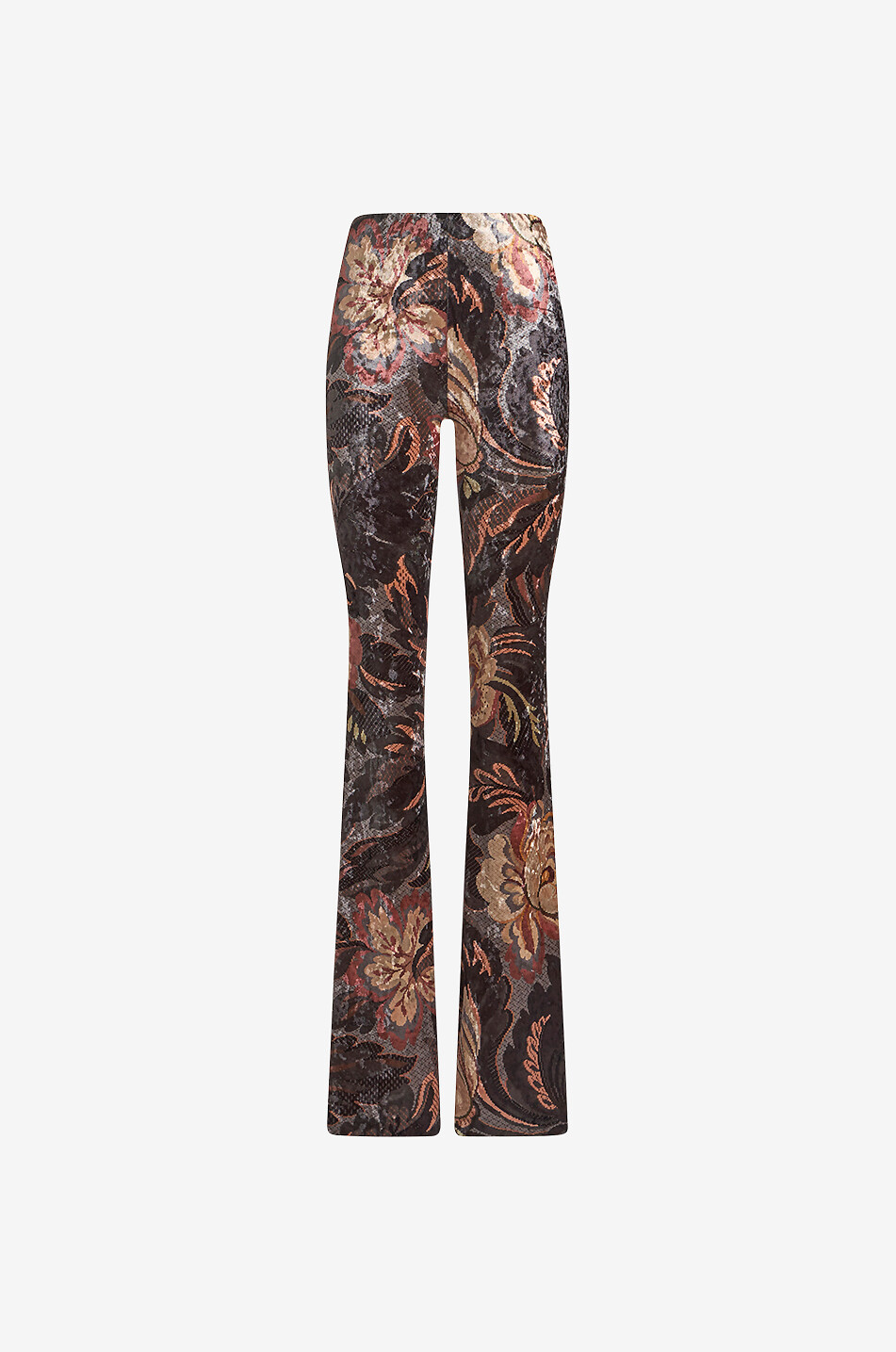 Pantalon bootcut ajusté en chenille fleurie