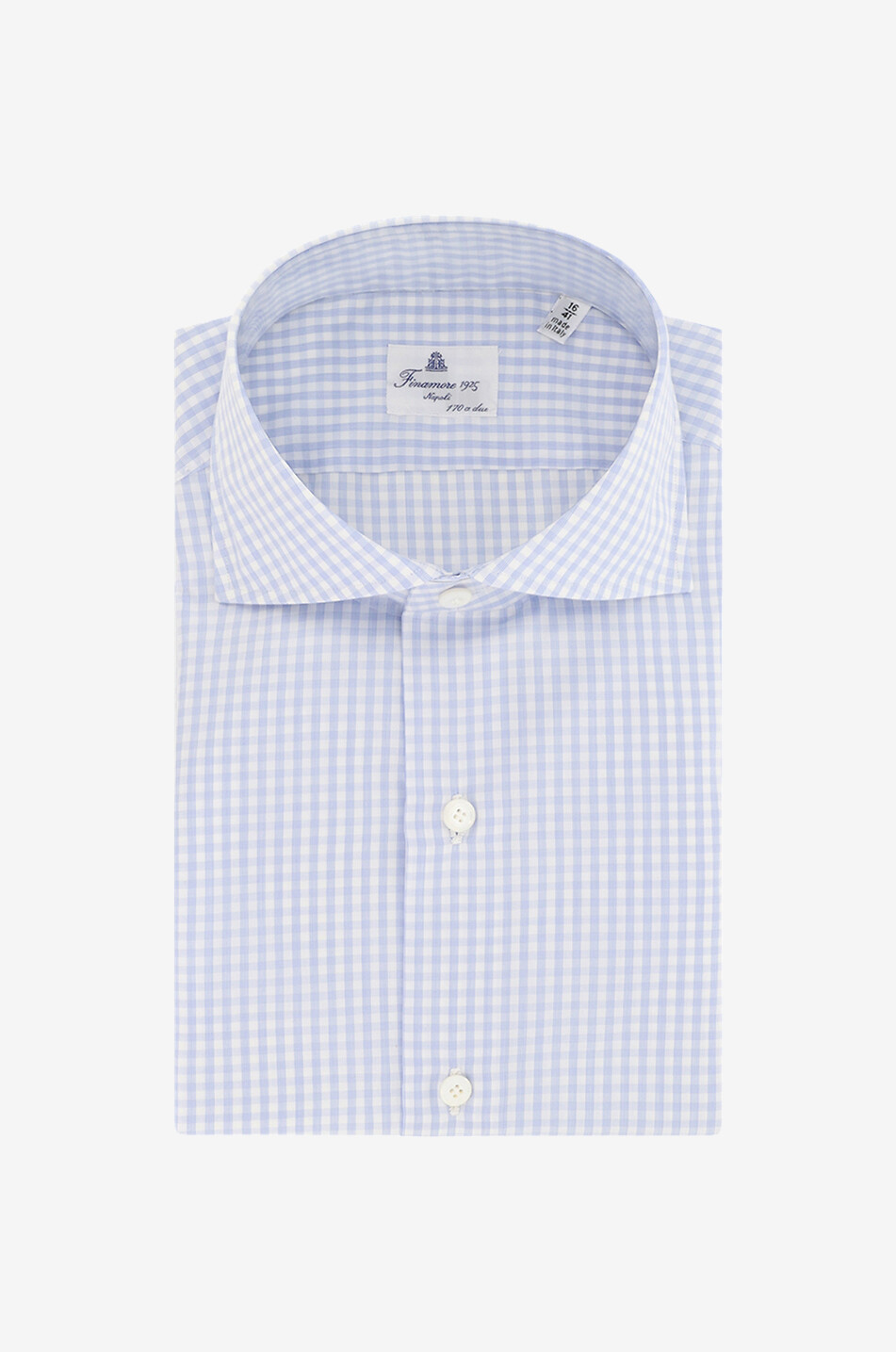 FINAMORE Eduardo finely checked cotton shirt Men MEDIUM BLUE 1
