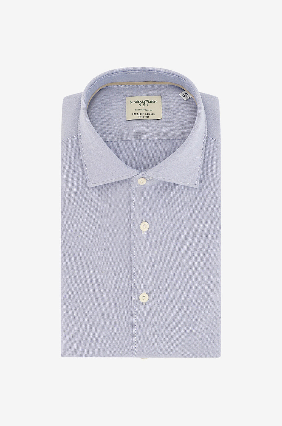 TINTORIA MATTEI Einfarbiges Slim-Fit-Langarmhemd aus Baumwolle Herren BLAU 1