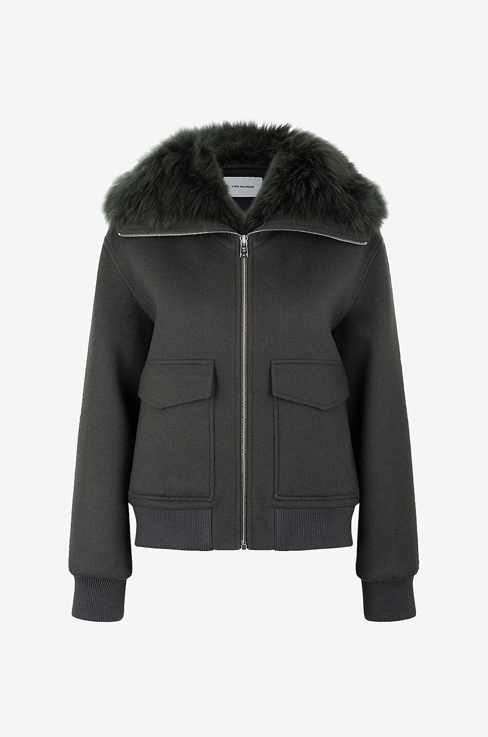 Shearling-gefütterte Bomberjacke aus Wolle und Kaschmir
